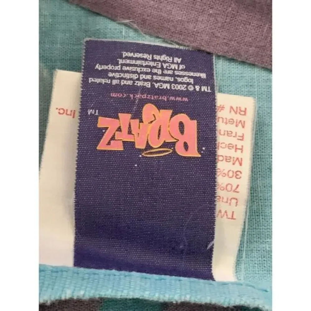 Bratz Doll Twin Flat Sheet Flower Power Blue Purple Vintage Y2K‎